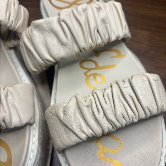 Sam Edelman Kevin Ankle-Tie Ruched Leather Flatform Espadrilles - Picture 12 of 13